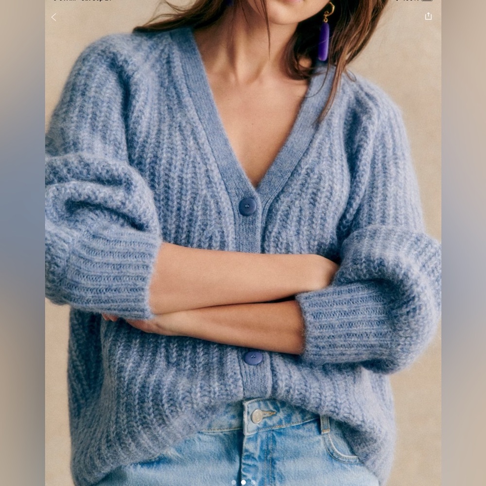 Sezane Basile Cardigan Sweater in Vintage Blue - Picture 11 of 11